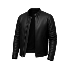 Owen Men's Black Real Leather Cafe Racer Jacket