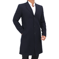 Paul Men's Dark Blue Long Wool Coat