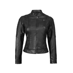 Pauline Women's Black Quilted Leather Biker Jacket