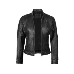 Pauline Women's Black Quilted Leather Biker Jacket