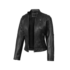 Pauline Women's Black Quilted Leather Biker Jacket