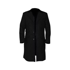 Peaky Blinders Men's Black Wool Trench Coat | Thomas Shelby Inspired Long Overcoat