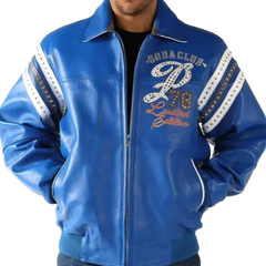Pelle Pelle Special Cut Black and Blue Soda Club Studded Jacket