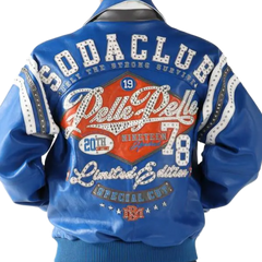 Pelle Pelle Special Cut Black and Blue Soda Club Studded Jacket