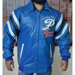 Pelle Pelle Special Cut Black and Blue Soda Club Studded Jacket