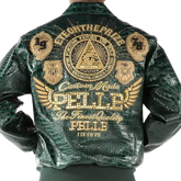 Pelle Pelle Mens Eye On The Prize Custome Made Green Leather Jacket