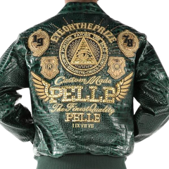 Pelle Pelle Mens Eye On The Prize Custome Made Green Leather Jacket