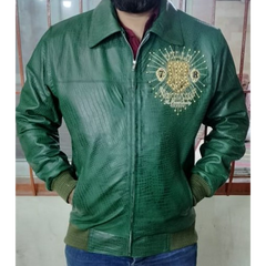 Pelle Pelle Mens Eye On The Prize Custome Made Green Leather Jacket