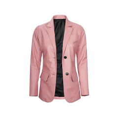 Pink Women's Real Leather Blazer Jacket