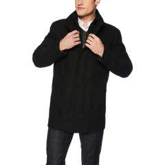 Rafferty Black Modern Fit Wool Coat for Men