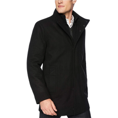 Rafferty Black Modern Fit Wool Coat for Men