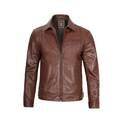 Reeves Men's Harrington Brown Real Leather Jacket