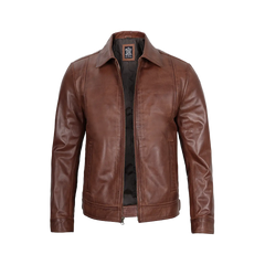 Reeves Men's Harrington Brown Real Leather Jacket