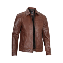 Reeves Men's Harrington Brown Real Leather Jacket