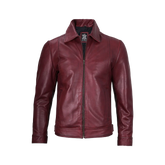 Reeves Men's Harrington Real Burgundy Leather Jacket