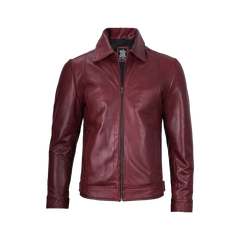 Reeves Men's Harrington Real Burgundy Leather Jacket