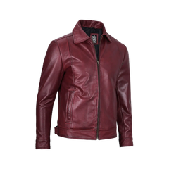 Reeves Men's Harrington Real Burgundy Leather Jacket