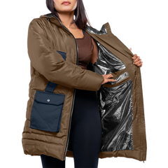 Reid Womens Beige Duck Down Hooded Puffer Coat