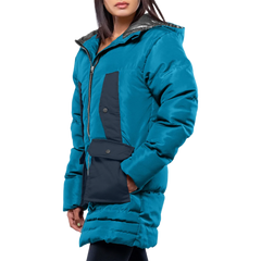 Reid Womens Blue Duck Down Hooded Puffer Coat