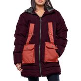 Reid Womens Maroon Duck Down Hooded Puffer Coat