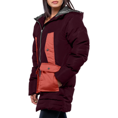 Reid Womens Maroon Duck Down Hooded Puffer Coat