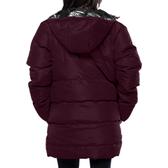 Reid Womens Maroon Duck Down Hooded Puffer Coat