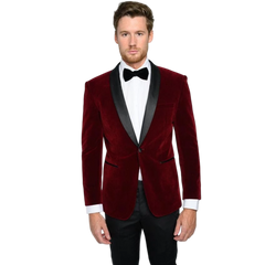 Roderick Men's Maroon Two Piece Velvet Tuxedo