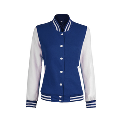 Royal Blue and White Womens Letterman Jacket - Bomber Style