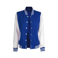 Royal Blue and White Womens Letterman Jacket - Bomber Style