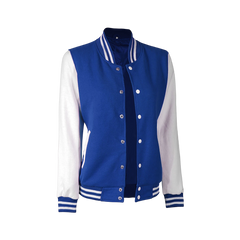Royal Blue and White Womens Letterman Jacket - Bomber Style