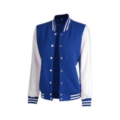 Royal Blue and White Womens Letterman Jacket - Bomber Style