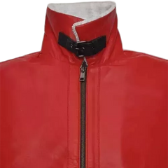 Ryan Reynolds Spirited Christmas Wear Santa Claus Sherpa Lined Leather Jacket