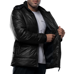 Salvador Men's Black Hooded Puffer Jacket - Winter Outerwear