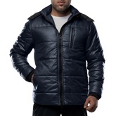 Salvador Men's Blue Puffer Jacket - Removable Scuba Hood