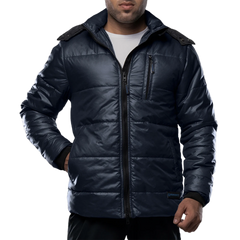 Salvador Men's Blue Puffer Jacket - Removable Scuba Hood