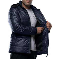 Salvador Men's Blue Puffer Jacket - Removable Scuba Hood