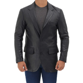 Samuel Black Two Button Men's Leather Blazer