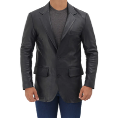 Samuel Black Two Button Men's Leather Blazer