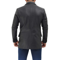 Samuel Black Two Button Men's Leather Blazer