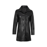 Santiago Women's Black Leather 3 4 Length Car Coat