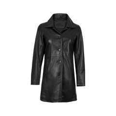 Santiago Women's Black Leather 3 4 Length Car Coat