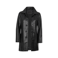 Santiago Women's Black Leather 3 4 Length Car Coat