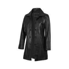 Santiago Women's Black Leather 3 4 Length Car Coat