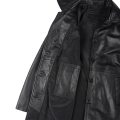 Santiago Women's Black Leather 3 4 Length Car Coat