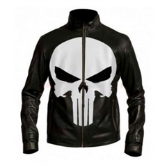 Skull Logo Captain America Civil War Punisher Leather Jacket