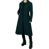 Stacy Women's Elegant Green Long Wool Coat