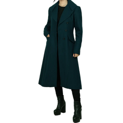 Stacy Women's Elegant Green Long Wool Coat