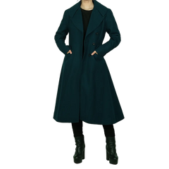 Stacy Women's Elegant Green Long Wool Coat