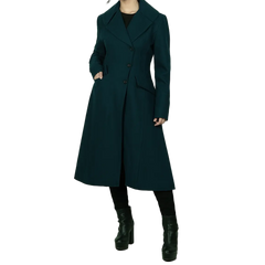 Stacy Women's Elegant Green Long Wool Coat