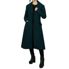 Stacy Women's Elegant Green Long Wool Coat